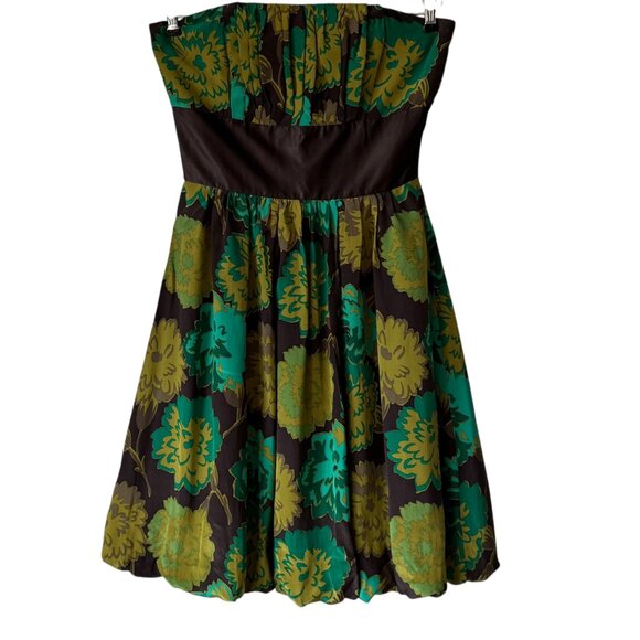 Plenty by Tracy Reese Silk Floral Strapless Dress Size 6 Bubble Hem Empire Waist - Picture 1 of 16